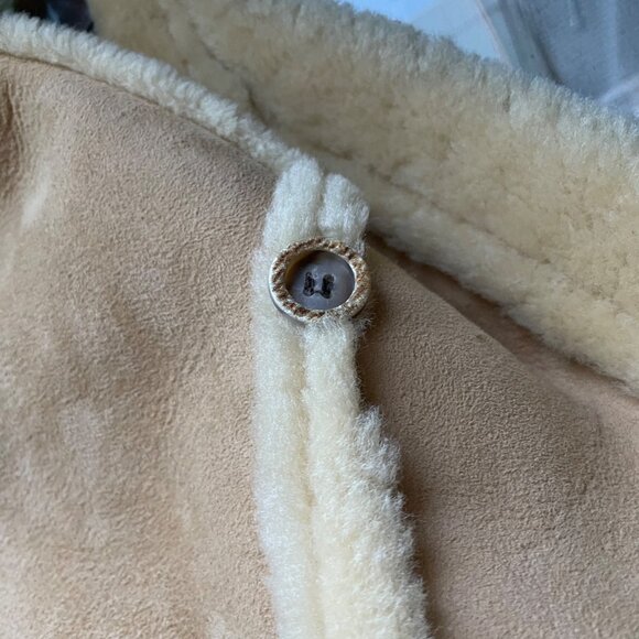 Vintage 1960s Joo Kay Leather Shearling Coat Size 42 Tan Genuine Sheepskin USA - Picture 9 of 12